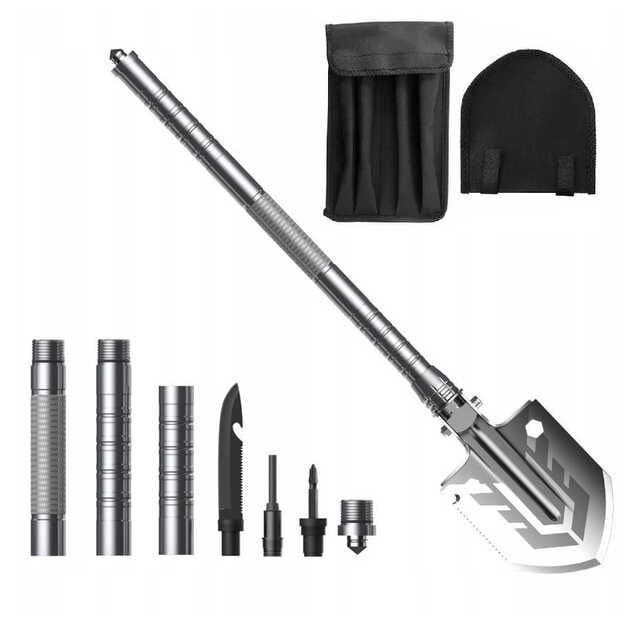 Sulankstomas daugiafunkcinis kastuvas su juodu dėklu SP-014