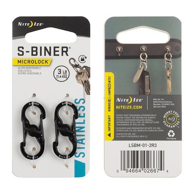 Nite Ize S-Biner MicroLock karabinų komplektas LSBM-01-2R3
