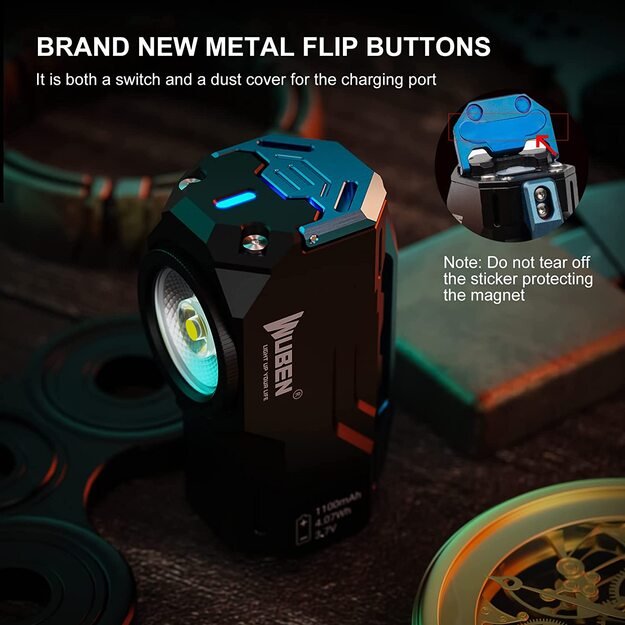 Wuben X0 kišeninis žibintuvėlis su magnetu 1000lm