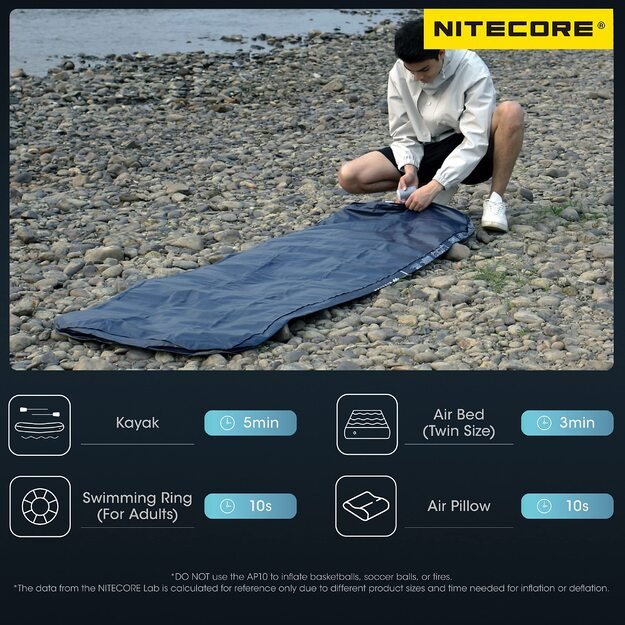 Nitecore AP10 kompaktiškas įkraunamas elektrinis oro siurblys su šviesa