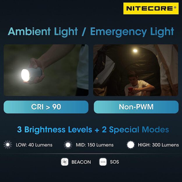 Nitecore AP10 kompaktiškas įkraunamas elektrinis oro siurblys su šviesa