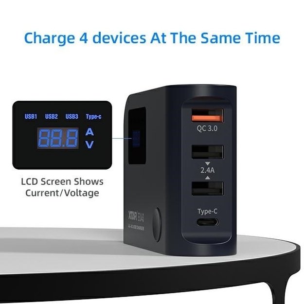 Pakrovėjas USB XTAR EU4S QC3 Type-C DC-CD