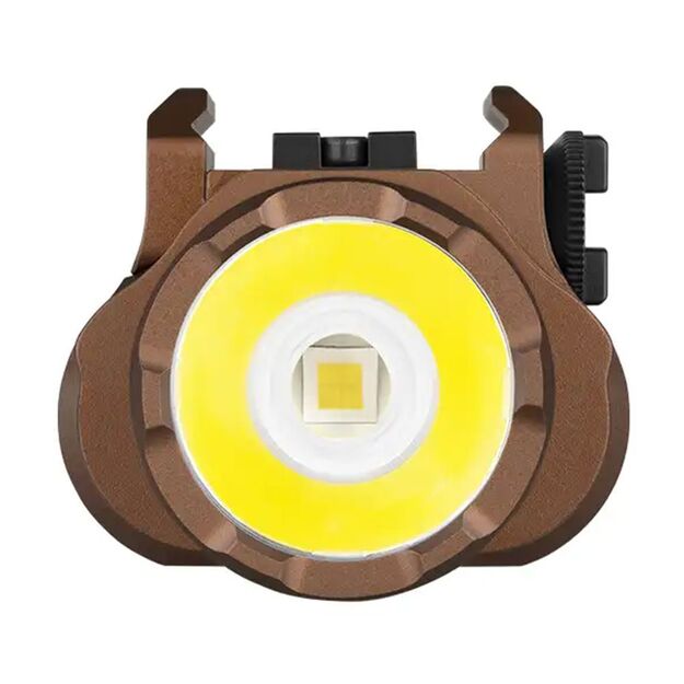 Olight PL-3R Valkyrie žibintuvėlis ant pistoleto, desert tan