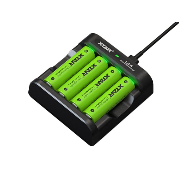 Xtar LC4 įkroviklis + 4 x AA LR6 1,5 V Li-Ion įkraunamos baterijos