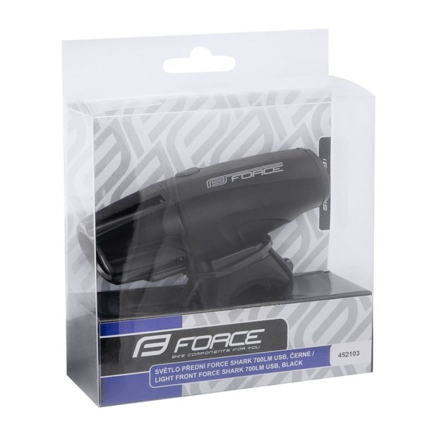 Headlight FORCE Shark 700 USB (black)