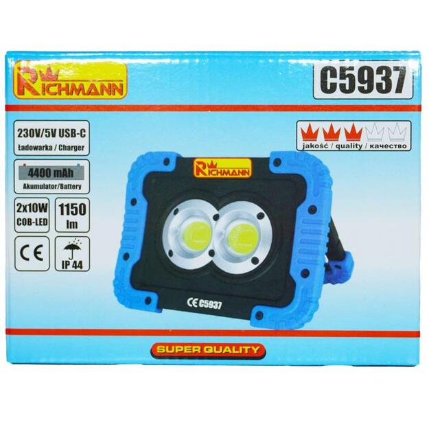 Richmann įkraunamas halogeninis žibintas 2x10W LED 1150lm C5937