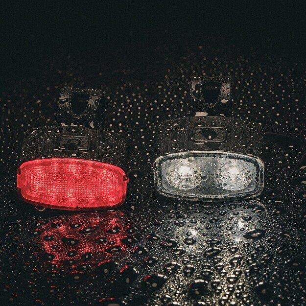 Vayox Dviračių žibintų komplektas priekinis 2*LED + galinis 12*LED VA0155