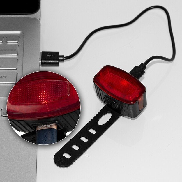 Vayox Dviračių žibintų komplektas priekinis 2*LED + galinis 12*LED VA0155