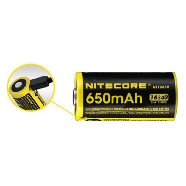 Nitecore Li-Ion baterija 16340 - 650mAh 3.6V NL1665R