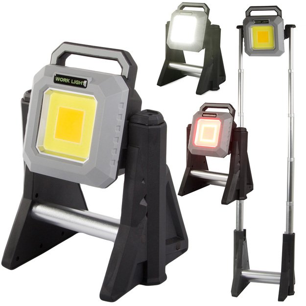 Prožektorius įkraunamas, nešiojamas LED COB USB su teleskopinėmis kojomis