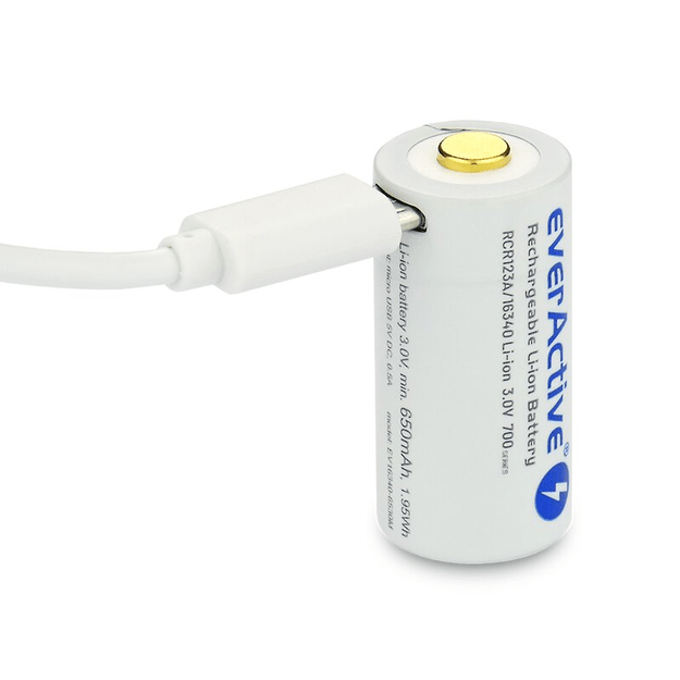 everActive 16340 3V Li-ion 700mAh micro USB battery with protection