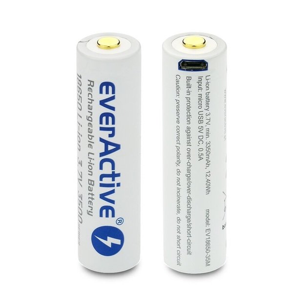 everActive 18650 3.7V Li-ion 3500mAh micro USB battery with protection