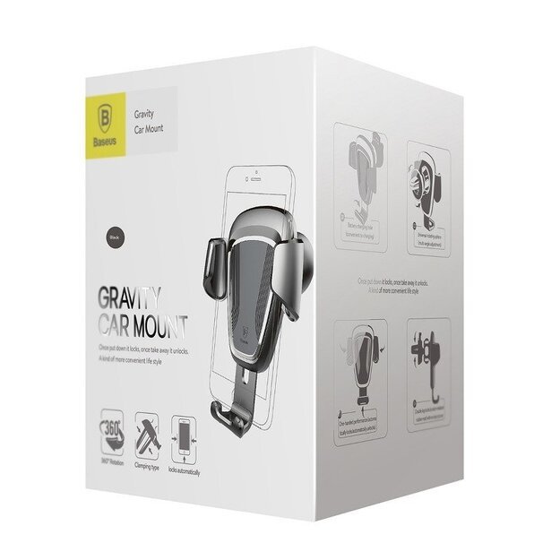 Baseus gravitacinė rankena ant automobilio grotelių - juoda