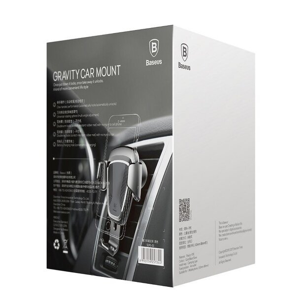 Baseus gravitacinė rankena ant automobilio grotelių - juoda