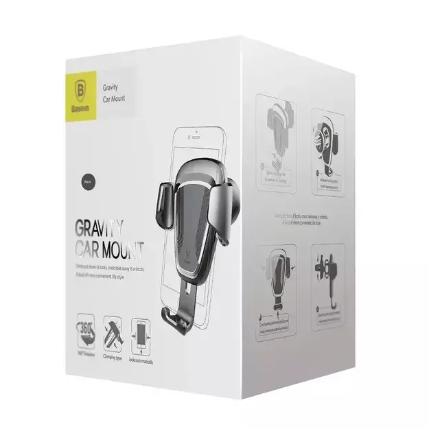 Baseus gravitacinė rankena ant automobilio grotelių - juoda
