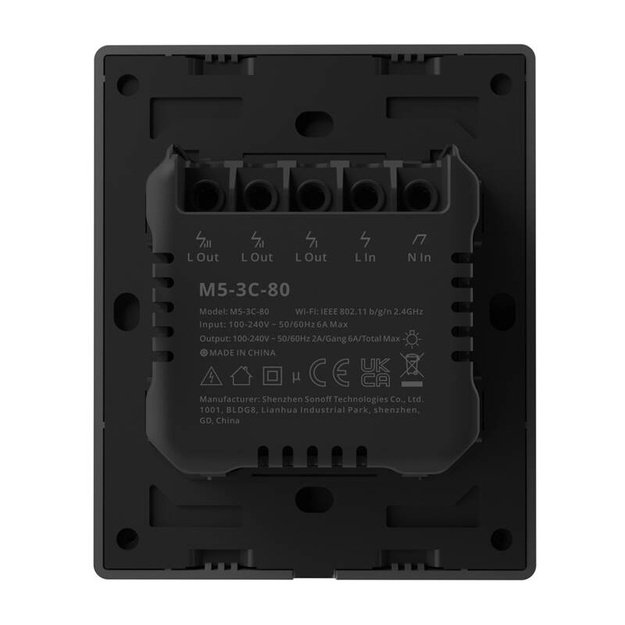 Умный WiFi настенный выключатель SONOFF M5-3C-80 (3-канальный, для рамки, графит)