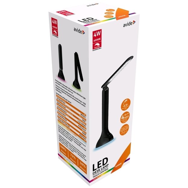 LED Įkraunamas stalinis šviestuvas 4W juodas