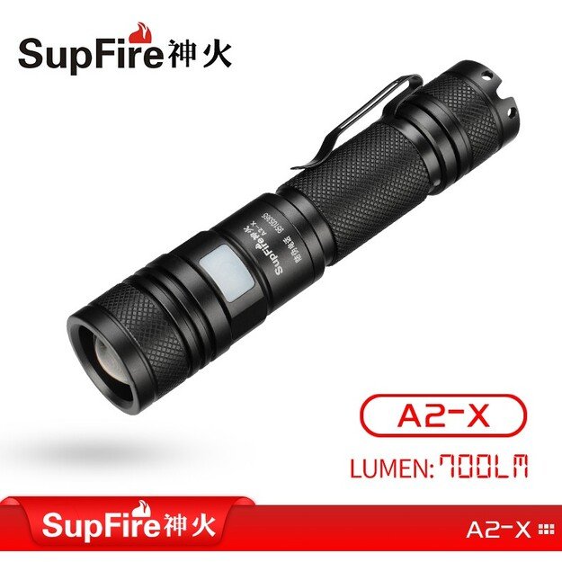 Supfire A2-X, USB, ZOOM žibintuvėlis