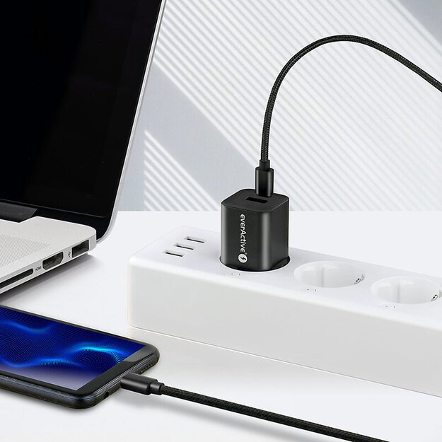 Кабель EverActive USB-C PD, 3 А, с поддержкой быстрой зарядки 60 Вт, 200 см CBB-2PD3