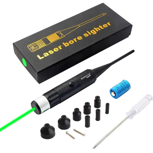 Lazeris, skirtas kalibruoti ginklų optinius taikiklius, vamzdžio kalibratorius, žalias