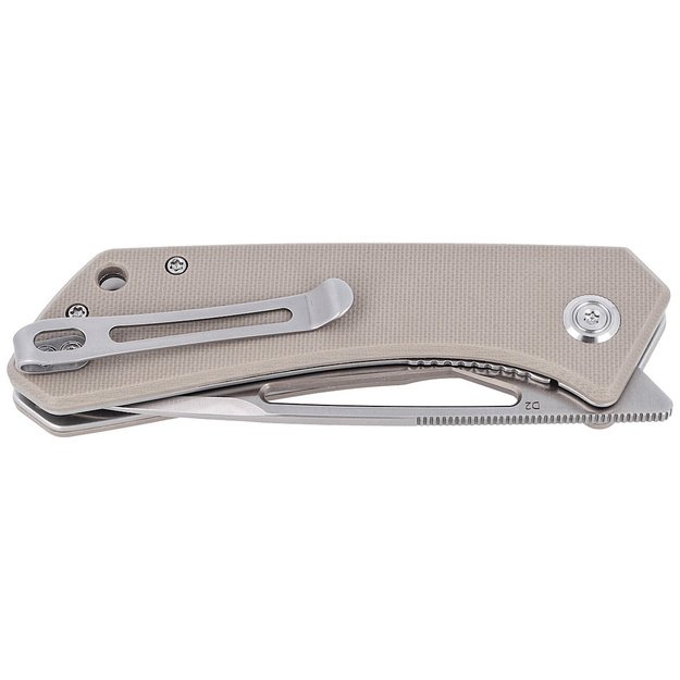 Kubey Thalia sulenkiamas peilis Tan G10, Satin D2 (KU331F)