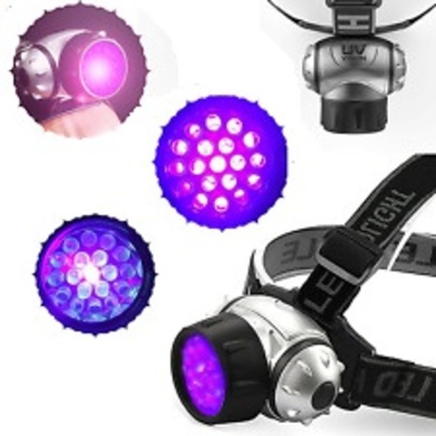 Ultravioletinis prožektorius ant galvos 19LED