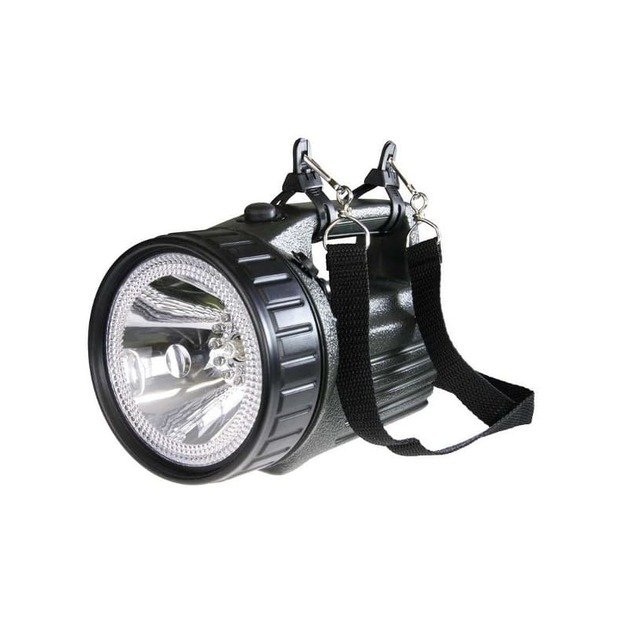 Įkraunamas žibintas su halogenine lempa ir 12LED 