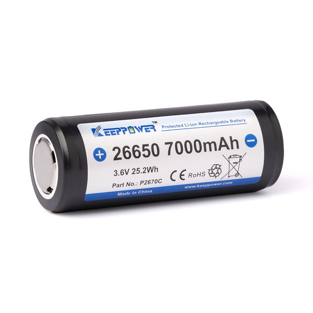 Аккумулятор литий-ионный Keeppower 26650 * 7000 мАч 3,6 В-3,7 В с защитой печатной платы 1 шт. P2670C