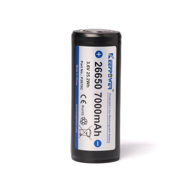 Аккумулятор литий-ионный Keeppower 26650 * 7000 мАч 3,6 В-3,7 В с защитой печатной платы 1 шт. P2670C