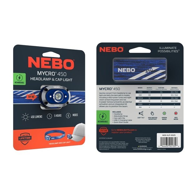 NEBO Mycro 450 lm žibintuvėlis, mėlynas NE0025-H