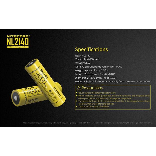 Аккумулятор Nitecore 21700 4000mAh NL2140