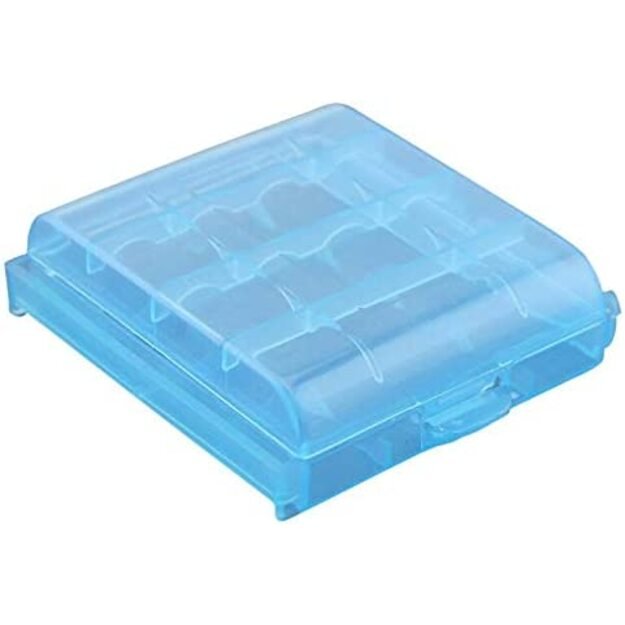 AA ir AAA baterijų dėklas, 4 baterijoms, melsvas