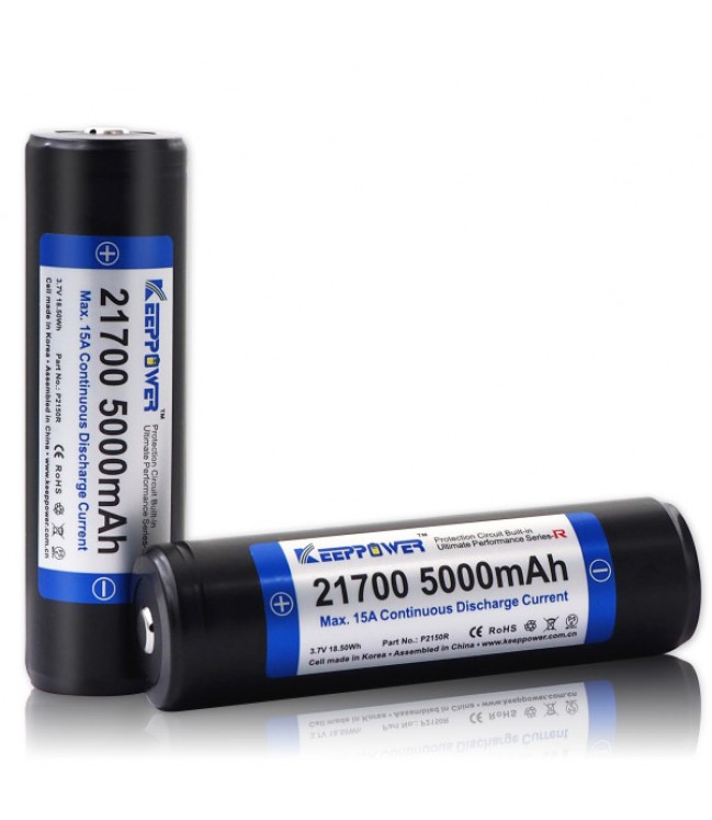 21700 5000mAh 15A protected, Keeppower rechargeable battery