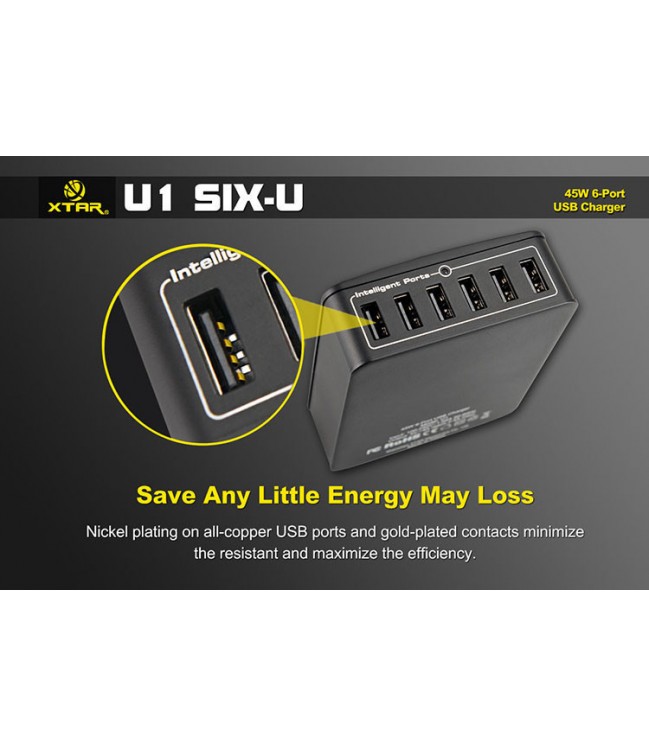 6-ių USB lizdų pakrovėjas XTAR SIX-U
