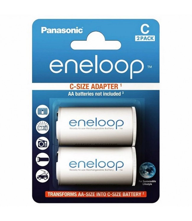 Eneloop adapter for R14 type C battery from R6 battery, 2pcs