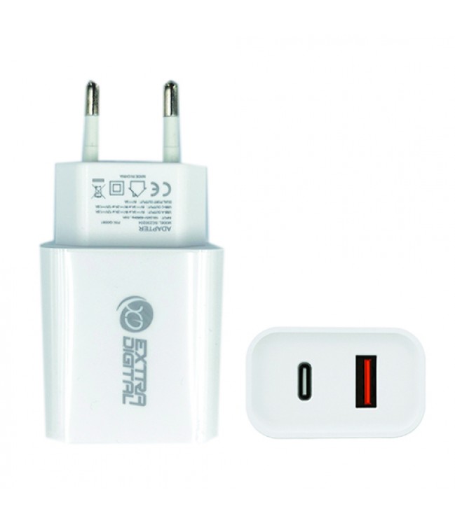 Charger USB 3.0+ Type C: 220V, 20W, QC3.0+ PD