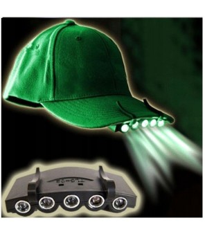 The flashlight is mounted on the spout of the hat