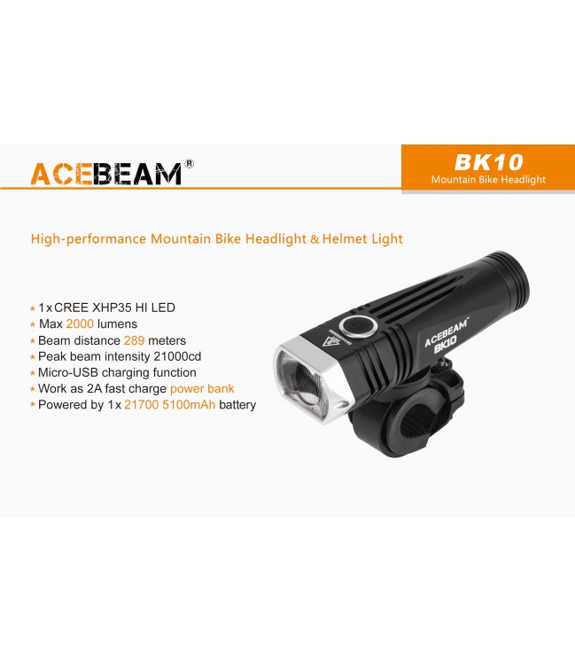 Велосипедный фонарь AceBeam BK10 перезаряжаемый USB