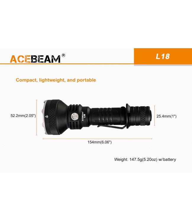 Acebeam L18 žibintuvėlis, 1500lm, 1000 metrų