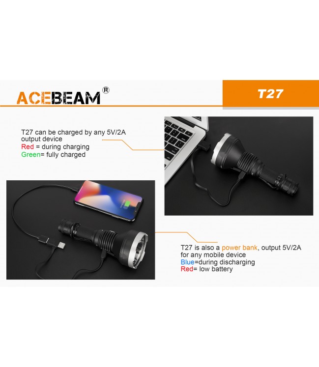 Acebeam T27 šaltai balta (6500K) žibintuvėlis