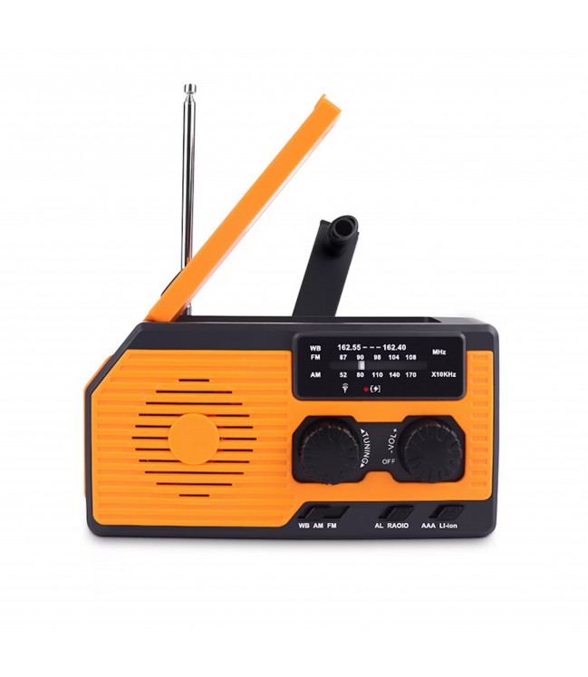 Emergency radio with solar battery and USB