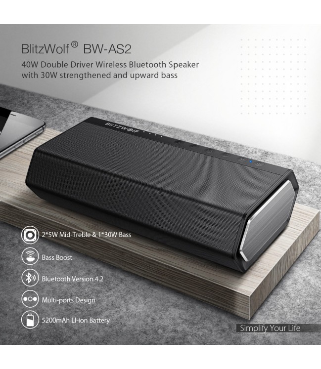 Blitzwolf BW-AS2 Bluetooth nešiojama kolonėlė 40W 5200mAh