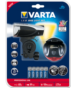 Dviračio žibintuvėlių komplektas VARTA 3W LED 