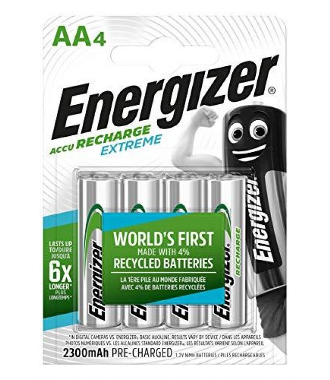Energizer Extreme AA HR6 2300mAh Pre-charged Rechargeable Batteries, 4 Pack