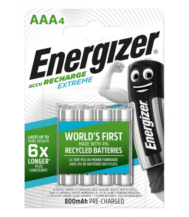 Energizer Extreme 800 mAh AAA HR3 1.2V įkraunamos baterijos 4vnt