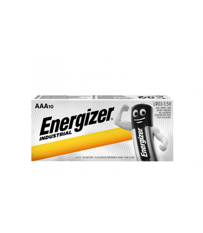 Energizer Industrial LR03 AAA Alkaline Battery, 10pcs