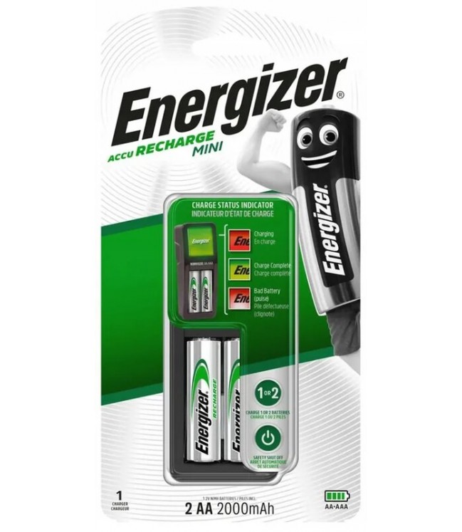 Energizer Mini Battery Charger + 2 x R6/AA 2000 mAh batteries