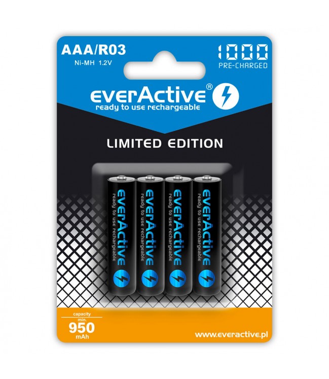 EverActive 1000mAh įkraunamos AAA baterijos, 4vnt