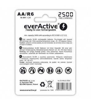 EverActive 2500mAh įkraunamos AA baterijos, 4vnt