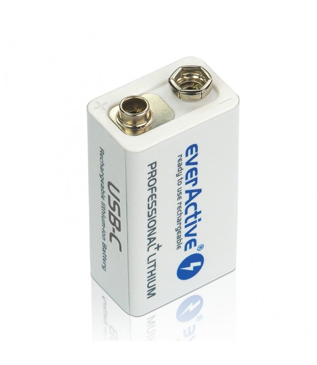 EverActive 6F22/9V Li-ion 550 mAh baterija su USB TYPE C